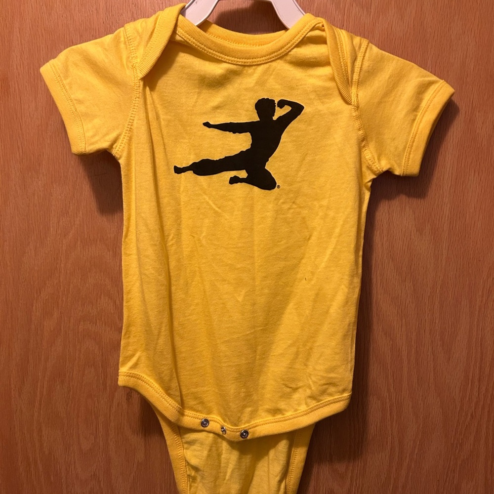 Bruce Lee Yellow Baby Onesie